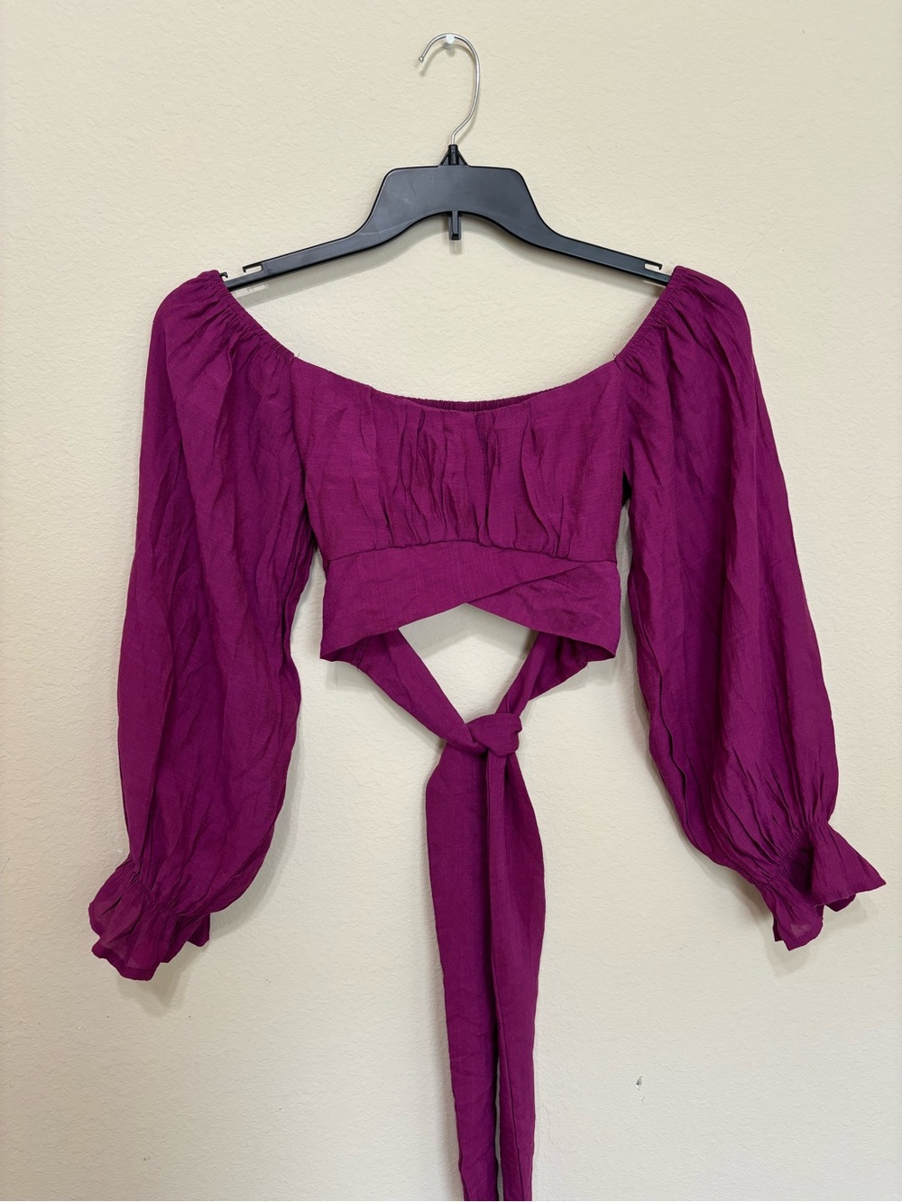 Purple Tie-Front Crop Top